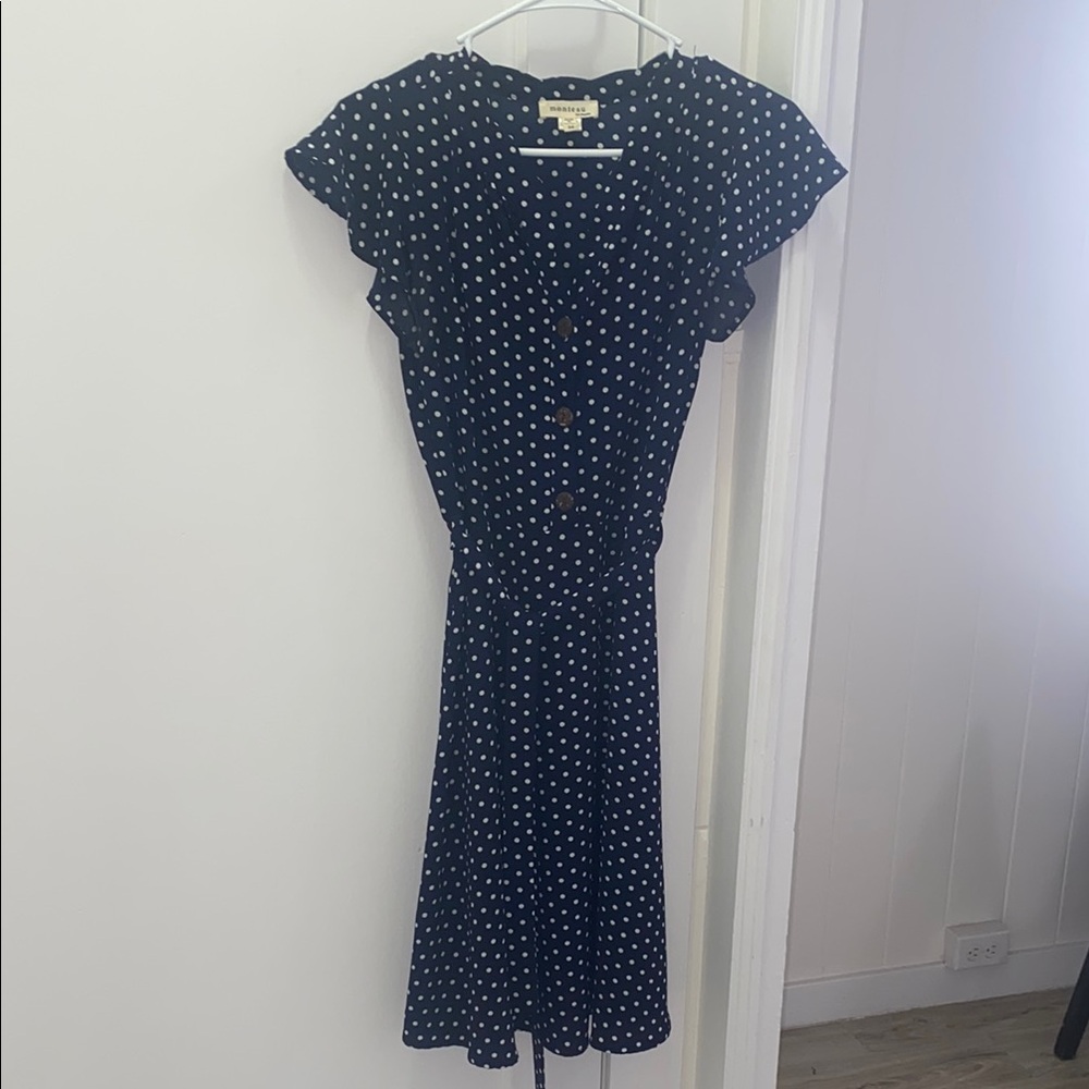 Navy Blue Polka Dot Dress